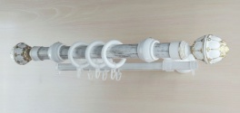 Карниз 28мм Элеганс 2-ряд. белый золото-патина Цвет Белый, золото-патина Количество полозьев 2 Размер карниза, м 1,40